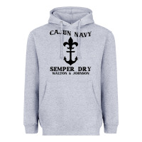 Heather Grey cajun navy Heavyweight Hoodie - artisFamous