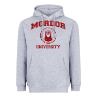 Heather Grey mordor university Heavyweight Hoodie - artisFamous