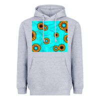 Heather Grey turquoise gemstone sunflower Heavyweight Hoodie - JahusDesignShop