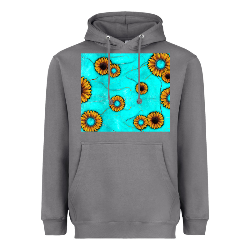 Turquoise Gemstone Sunflower Heavyweight Hoodie by JahusDesignShop | Teevron