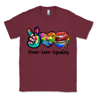 Burgundy Peace love equality LGBT+ Classic Tee - CowGirlArtShop