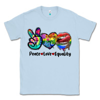 Dusty Blue Peace love equality LGBT+ Classic Tee - CowGirlArtShop
