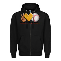 Black peace love baseball Zipper Hoodie - AdoDesignShop
