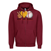 Burgundy peace love baseball Zipper Hoodie - AdoDesignShop