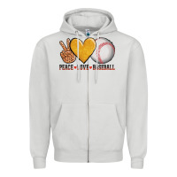 Dove Grey peace love baseball Zipper Hoodie - AdoDesignShop