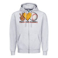 Heather Grey peace love baseball Zipper Hoodie - AdoDesignShop