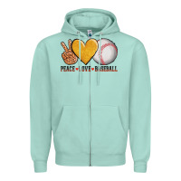 Seafoam peace love baseball Zipper Hoodie - AdoDesignShop