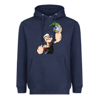 Navy Popeye Spinach Retro Mens Funny Heavyweight Hoodie - artisFamous