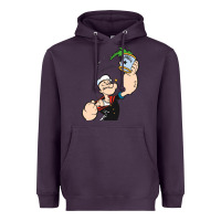 Plum Popeye Spinach Retro Mens Funny Heavyweight Hoodie - artisFamous