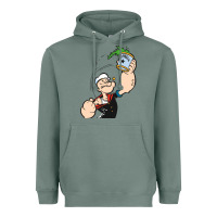 Sage Popeye Spinach Retro Mens Funny Heavyweight Hoodie - artisFamous