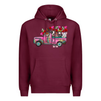 Burgundy farm animals valentine truck Premium Hoodie - RacoonDesign