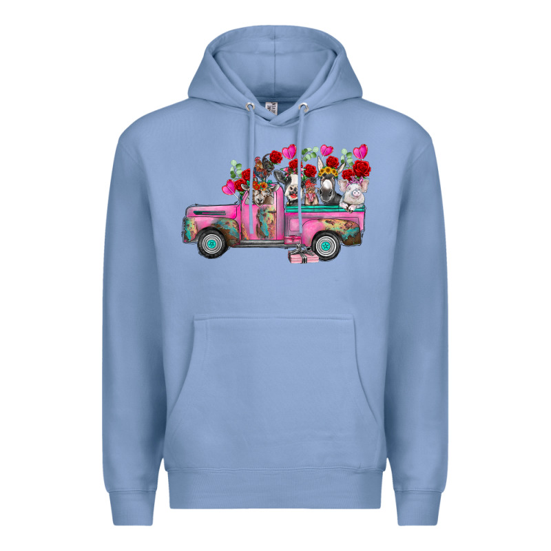 Farm Animals Valentine Truck Premium Hoodie by RacoonDesign | Teevron