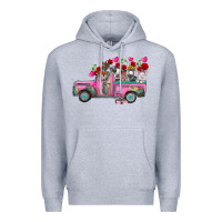 Heather Grey farm animals valentine truck Premium Hoodie - RacoonDesign