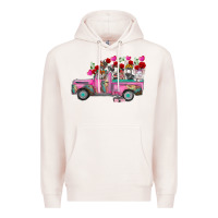 Pale Pink farm animals valentine truck Premium Hoodie - RacoonDesign