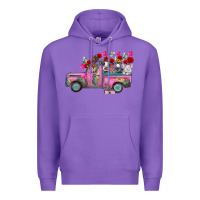 Purple farm animals valentine truck Premium Hoodie - RacoonDesign