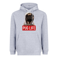 Heather Grey pug life Heavyweight Hoodie - artisFamous