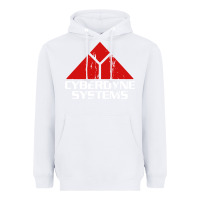 White cyber dyne systems Heavyweight Hoodie - artisFamous