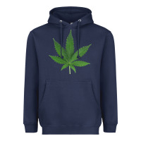 Navy Weed leaf Heavyweight Hoodie - artisFamous