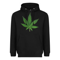 Black Weed leaf Heavyweight Hoodie - artisFamous