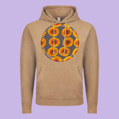 African Fabric Pattern Round Earrings 4 Vintage Hoodie Designed By Bundleandbundleshop