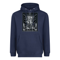 Navy hecate tarot card triple moon goddess witch wiccan pagan Heavyweight Hoodie - artisFamous