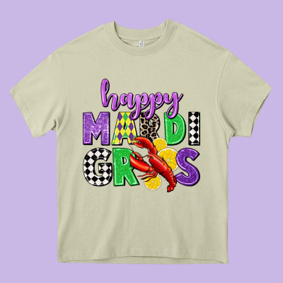 Happy Mardi Gras Heavy Core Tee Designed By Cowgirlartshop
