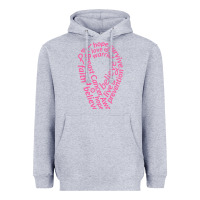 Heather Grey Pink Ribbon Heavyweight Hoodie - artisFamous