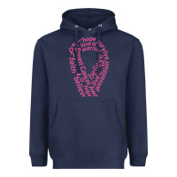 Navy Pink Ribbon Heavyweight Hoodie - artisFamous