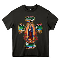 Asphalt Our Lady Of Guadalupe Cross Heavy Core Tee - RanaPortraitStore
