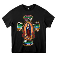 Black Our Lady Of Guadalupe Cross Heavy Core Tee - RanaPortraitStore