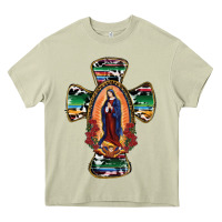 Mossy Our Lady Of Guadalupe Cross Heavy Core Tee - RanaPortraitStore