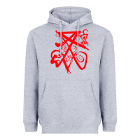 Heather Grey lucifer calligraphy 2 Heavyweight Hoodie - artisFamous
