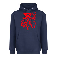 Navy lucifer calligraphy 2 Heavyweight Hoodie - artisFamous