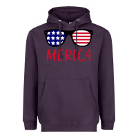 Plum Merica Usa Flag Sunglasses 4th Of July Heavyweight Hoodie - artisFamous