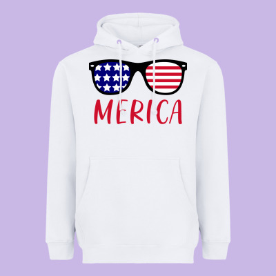 Merica Usa Flag Sunglasses 4th Of July Heavyweight Hoodie Designed By Artisfamous