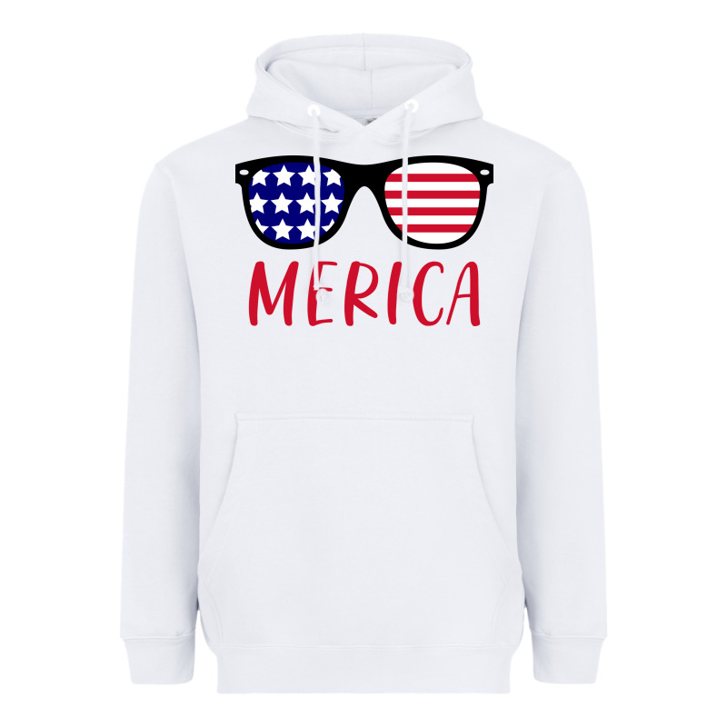 Merica Usa Flag Sunglasses 4th Of July Heavyweight Hoodie by artisFamous | Teevron