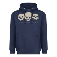 Navy memento mori three skulls Heavyweight Hoodie - artisFamous