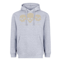 Heather Grey memento mori three skulls Heavyweight Hoodie - artisFamous