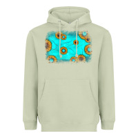Matcha turquoise gemstone sunflower background Heavyweight Hoodie - JahusDesignShop
