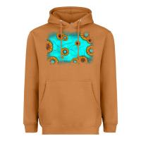 Meerkat turquoise gemstone sunflower background Heavyweight Hoodie - JahusDesignShop