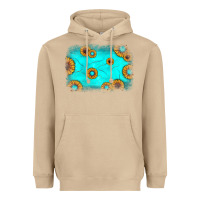Mushroom turquoise gemstone sunflower background Heavyweight Hoodie - JahusDesignShop