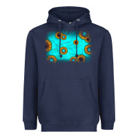 Navy turquoise gemstone sunflower background Heavyweight Hoodie - JahusDesignShop