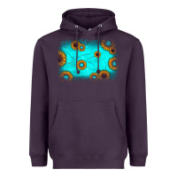 Plum turquoise gemstone sunflower background Heavyweight Hoodie - JahusDesignShop