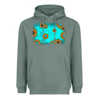 Sage turquoise gemstone sunflower background Heavyweight Hoodie - JahusDesignShop
