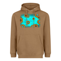 Toasted Coconut turquoise gemstone sunflower background Heavyweight Hoodie - JahusDesignShop