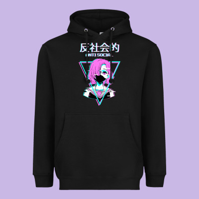 Antisocial Wave Anime Heavyweight Hoodie Designed By Artisfamous