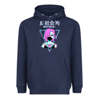 Navy antisocial wave anime Heavyweight Hoodie - artisFamous