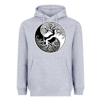 Heather Grey tree of life yin yang Heavyweight Hoodie - artisFamous