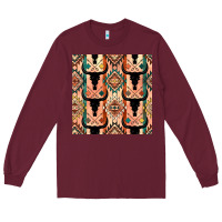 Burgundy native american aztec seamless pattern 4 Long Sleeve Tee - BundleAndBundleShop