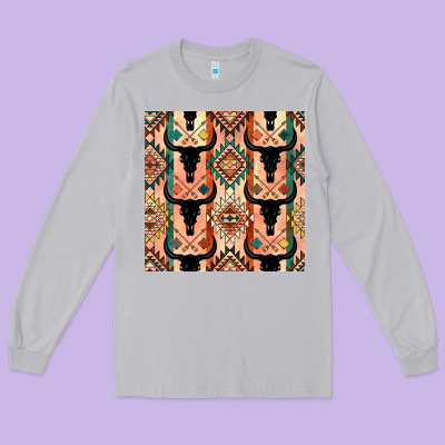 Native American Aztec Seamless Pattern 4 Long Sleeve Tee Designed By Bundleandbundleshop
